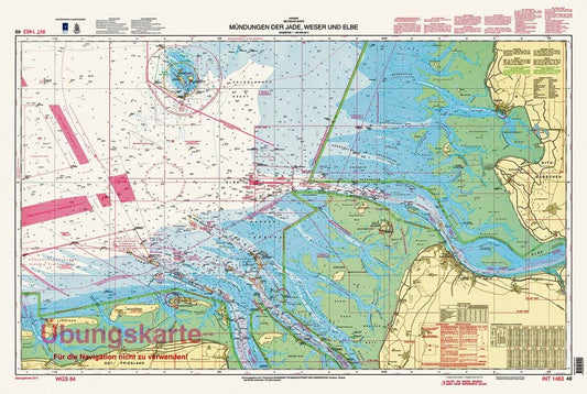 Übungskarte: Mündungen der Jade, Weser und Elbe (Deutsche Seekarte)