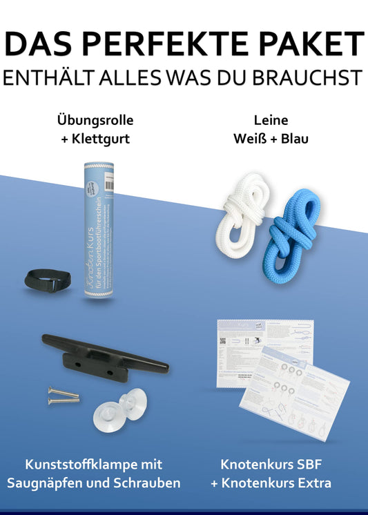 Knoten Übungsset mit Online-Knotenkurs für Sportbootführerschein SBF See & Binnen